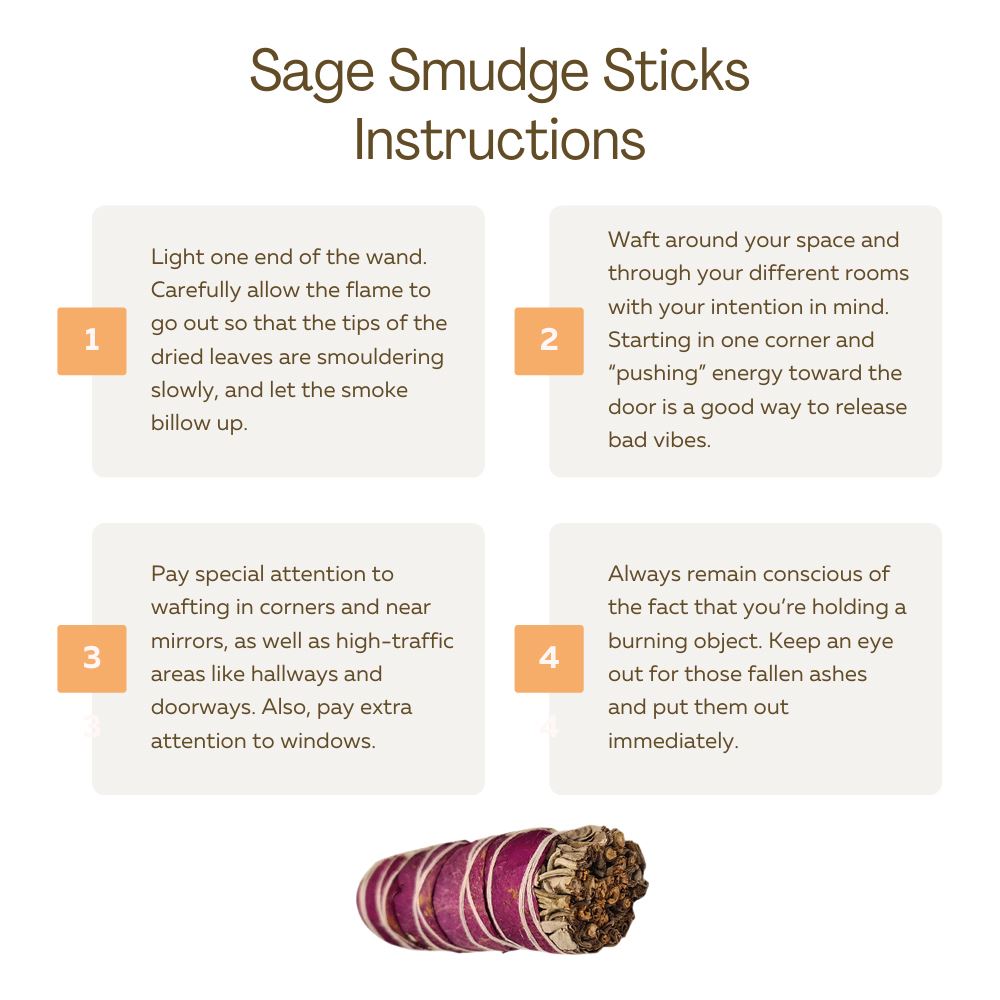 Smudge Stick - White Sage and Pink Petals 10cm