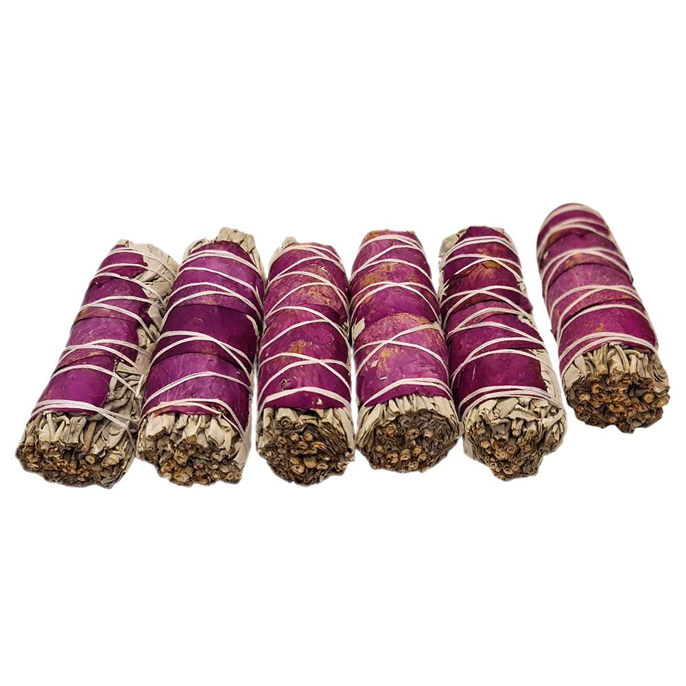 Smudge Stick - White Sage and Pink Petals 10cm