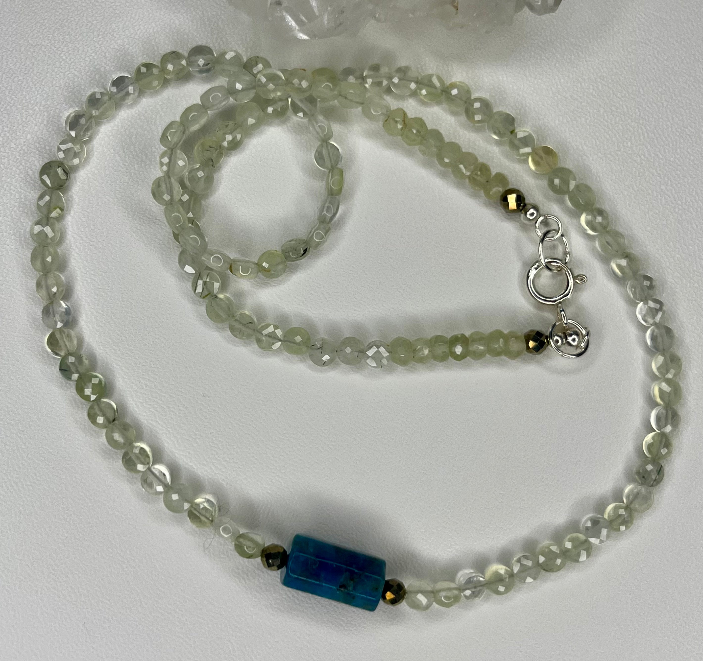 Manifestation & Inner Peace Energy - Blue Apatite & Prehnite with Pyrite